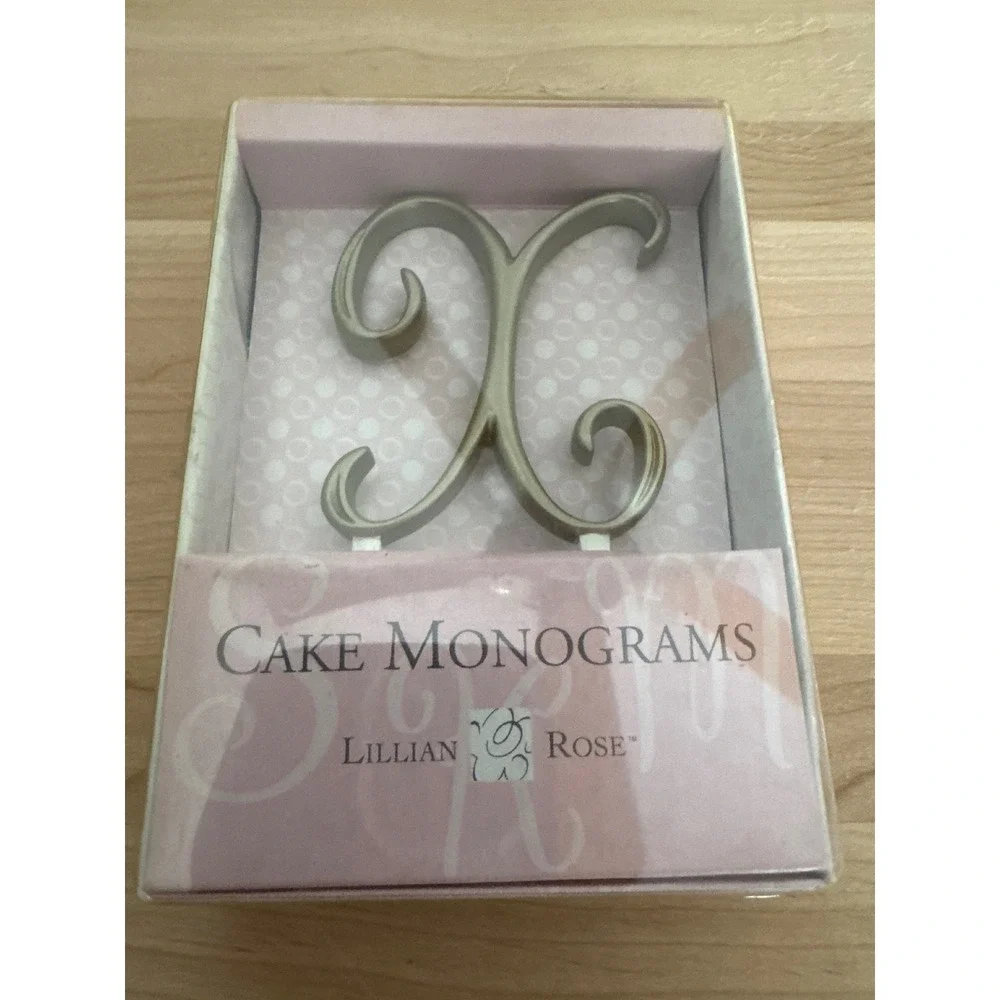 Lillian Rose Silver Metal Cake Monogram Topper Letter X Wedding Anniversary Scri